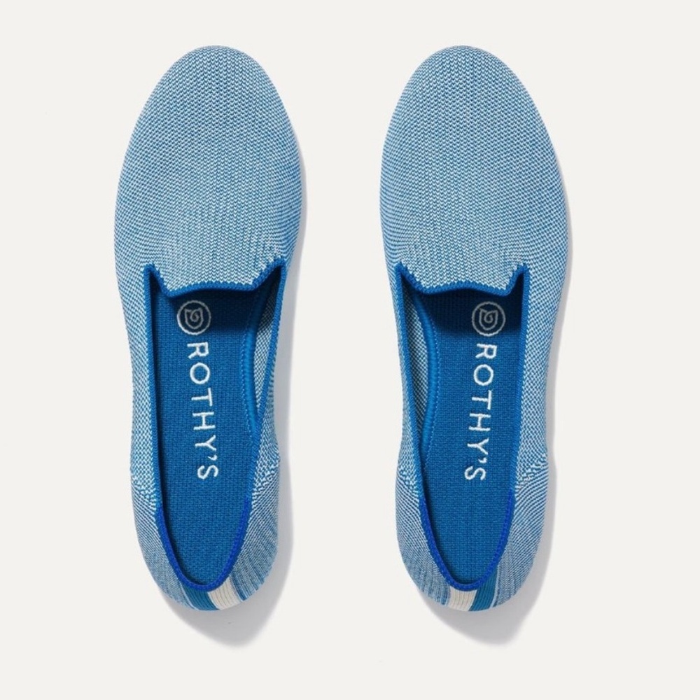 NWOB Rothy's Women's Loafers Indigo Cloud Blue Nautical Beach Boat Coastal